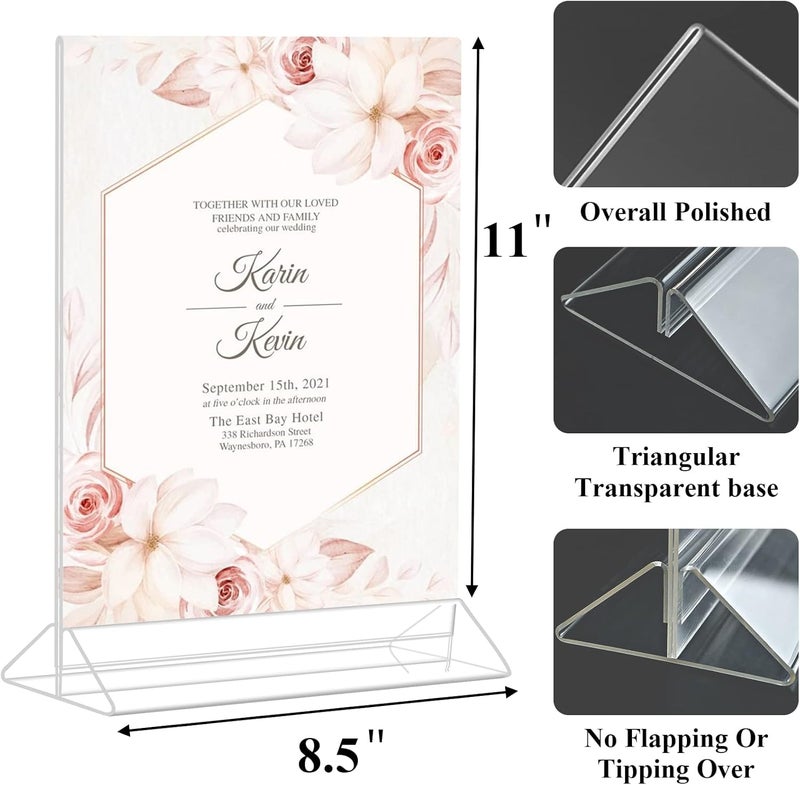Seencool Acrylic Sign Holder 8.5 x 11 Vertical Double-Sided Flyer Display Stands, Plastic Table Menu Stand, Clear Picture Paper Frames for Office Home Store Restaurant 6Pack - Image 4